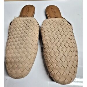 Joie eather upper mules woven cushioned slides flat backless Tan woman Sz 8‎